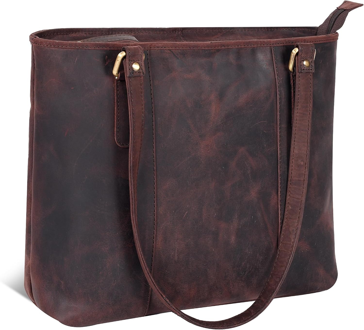 image:imageLeather Purse For Women  Real Leather Tote For Women  Ladies Shoulder Handbag For Work Travel Casual UseDeep Brown Vintage