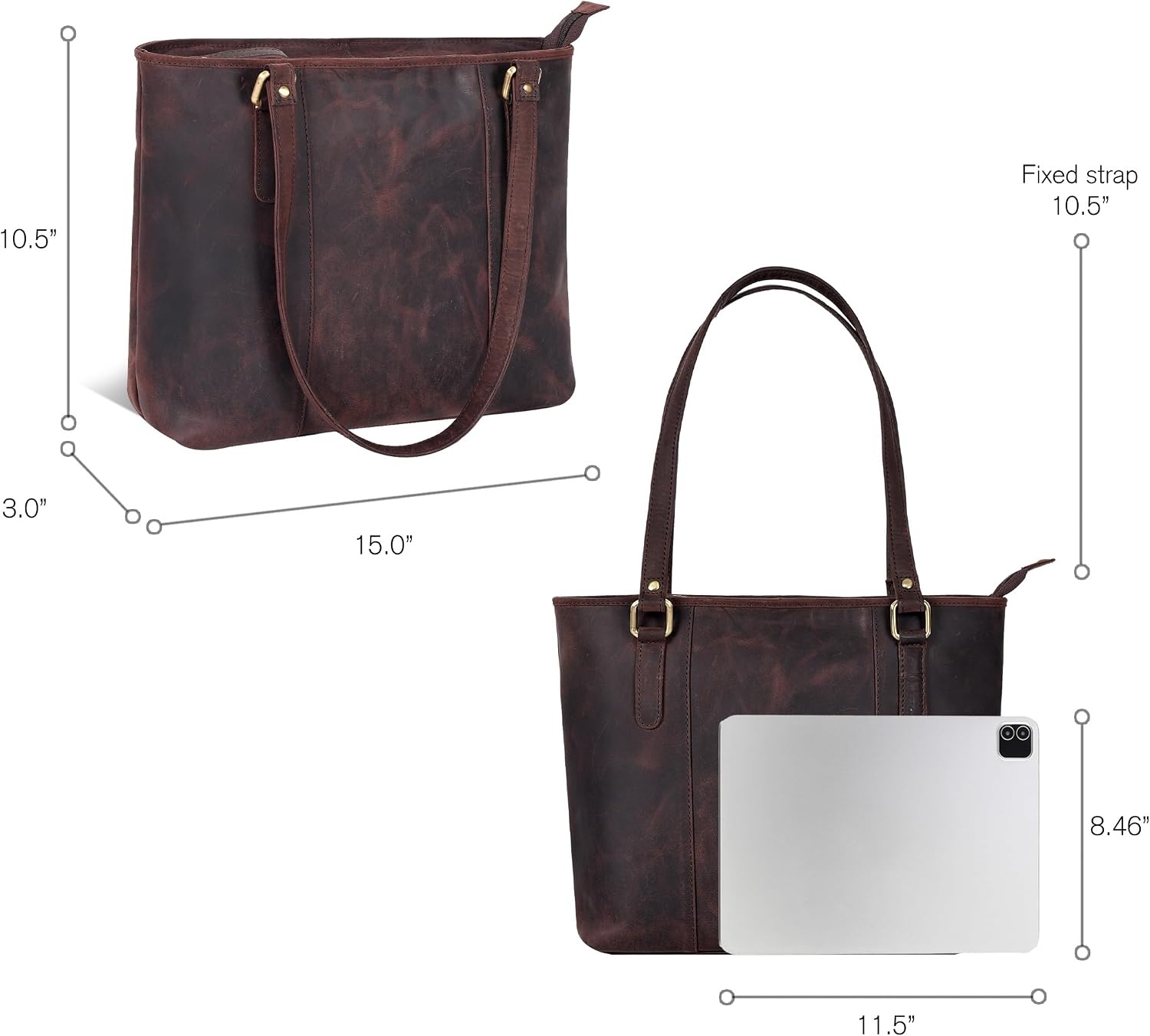 image:imageLeather Purse For Women  Real Leather Tote For Women  Ladies Shoulder Handbag For Work Travel Casual UseDeep Brown Vintage
