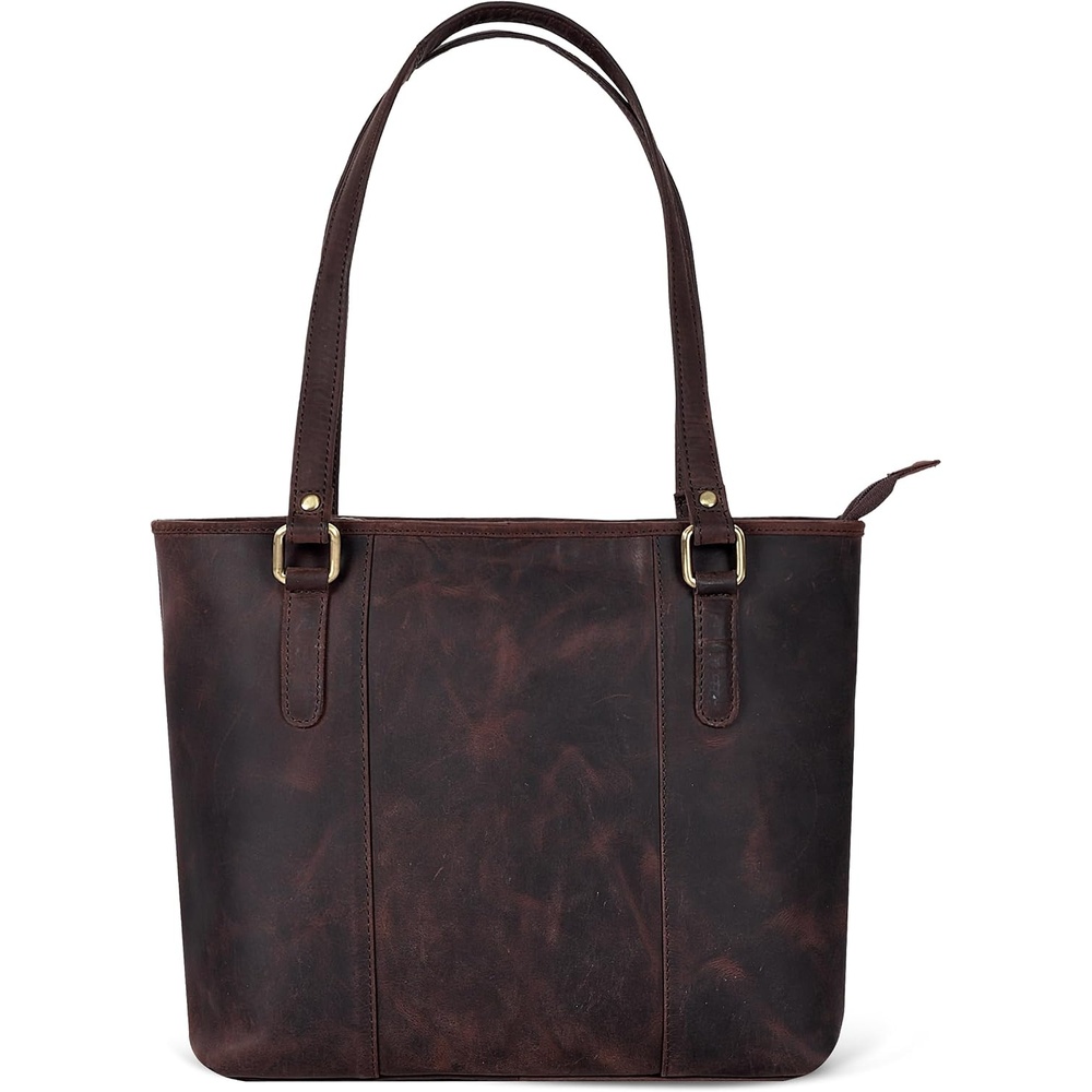 image:imageLeather Purse For Women  Real Leather Tote For Women  Ladies Shoulder Handbag For Work Travel Casual UseDeep Brown Vintage