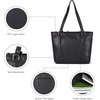 image:imageLeather Purse For Women  Real Leather Tote For Women  Ladies Shoulder Handbag For Work Travel Casual UseSmooth Black