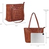 image:imageLeather Purse For Women  Real Leather Tote For Women  Ladies Shoulder Handbag For Work Travel Casual UseTan Large Weaving