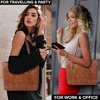 image:imageLeather Purse For Women  Real Leather Tote For Women  Ladies Shoulder Handbag For Work Travel Casual UseTan Washed