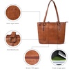 image:imageLeather Purse For Women  Real Leather Tote For Women  Ladies Shoulder Handbag For Work Travel Casual UseTan Washed