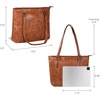image:imageLeather Purse For Women  Real Leather Tote For Women  Ladies Shoulder Handbag For Work Travel Casual UseTan Washed